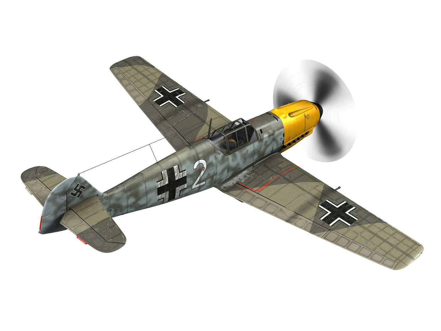 Messerschmitt - BF-109 E - White 2 - JG 5 3D model_7
