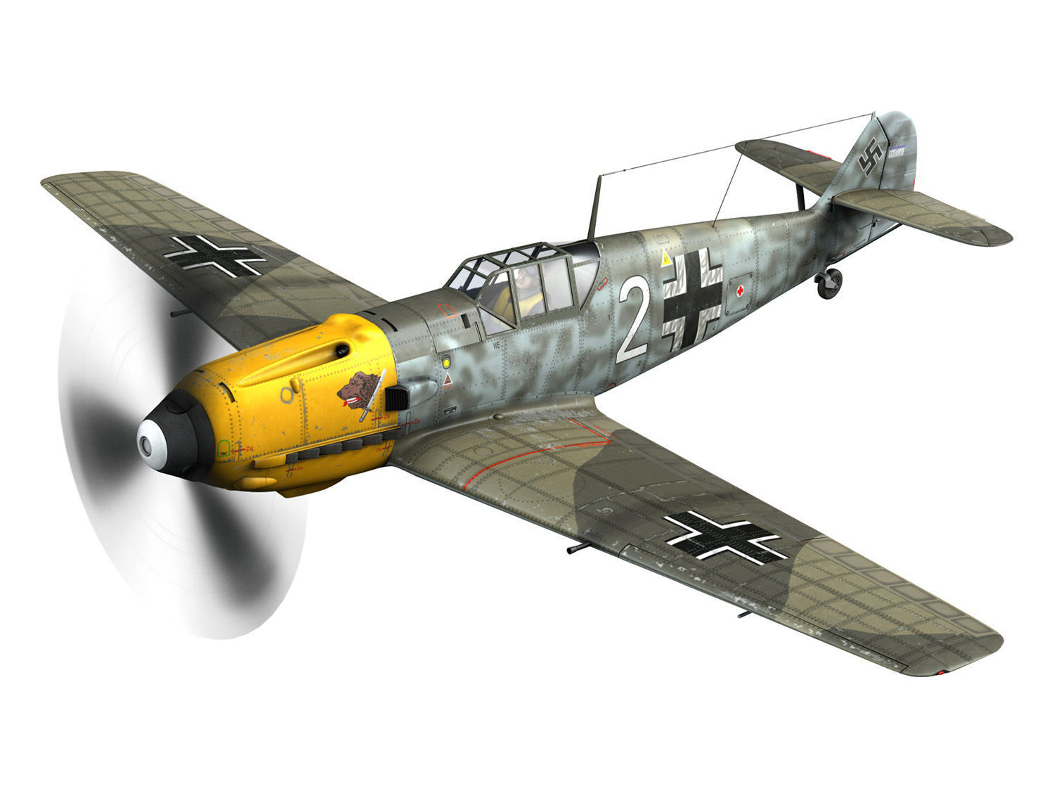 Messerschmitt - BF-109 E - White 2 - JG 5 3D model_1