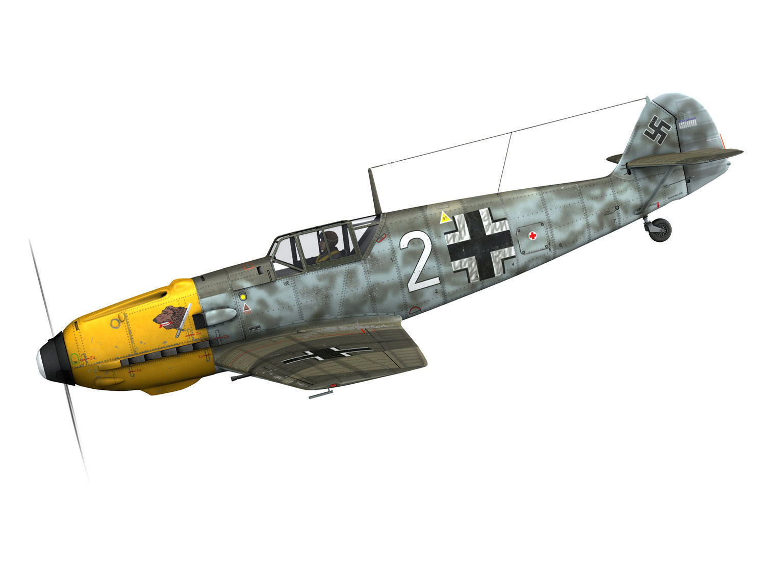 Messerschmitt - BF-109 E - White 2 - JG 5 3D model_2