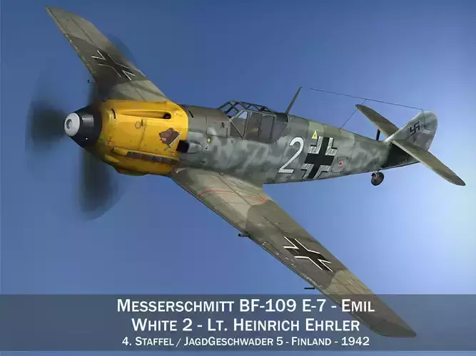 Messerschmitt - BF-109 E - White 2 - JG 5 3D model