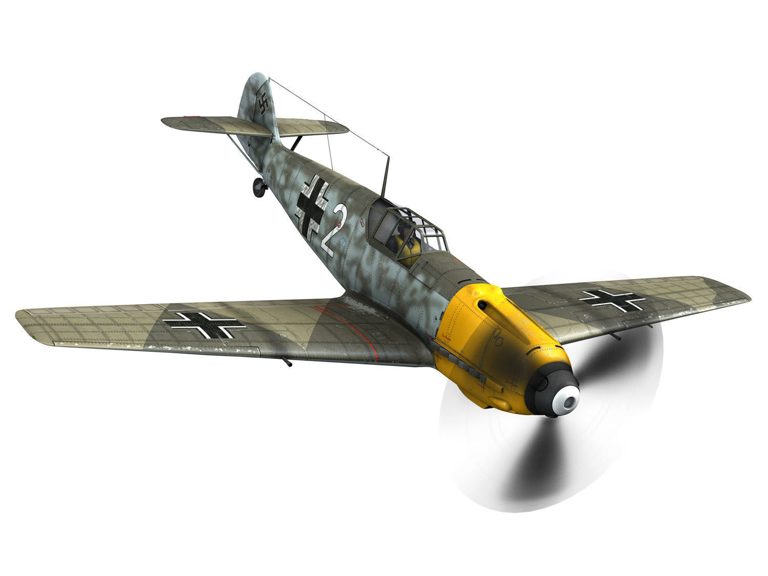 Messerschmitt - BF-109 E - White 2 - JG 5 3D model_9