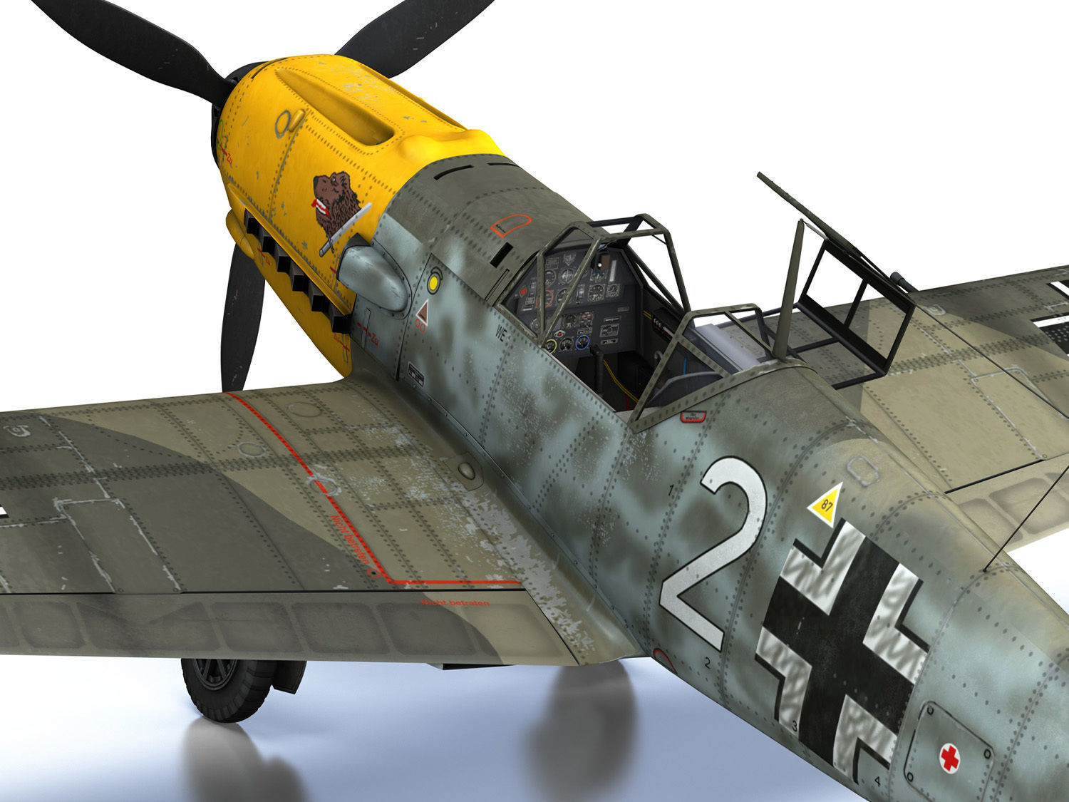Messerschmitt - BF-109 E - White 2 - JG 5 3D model_18