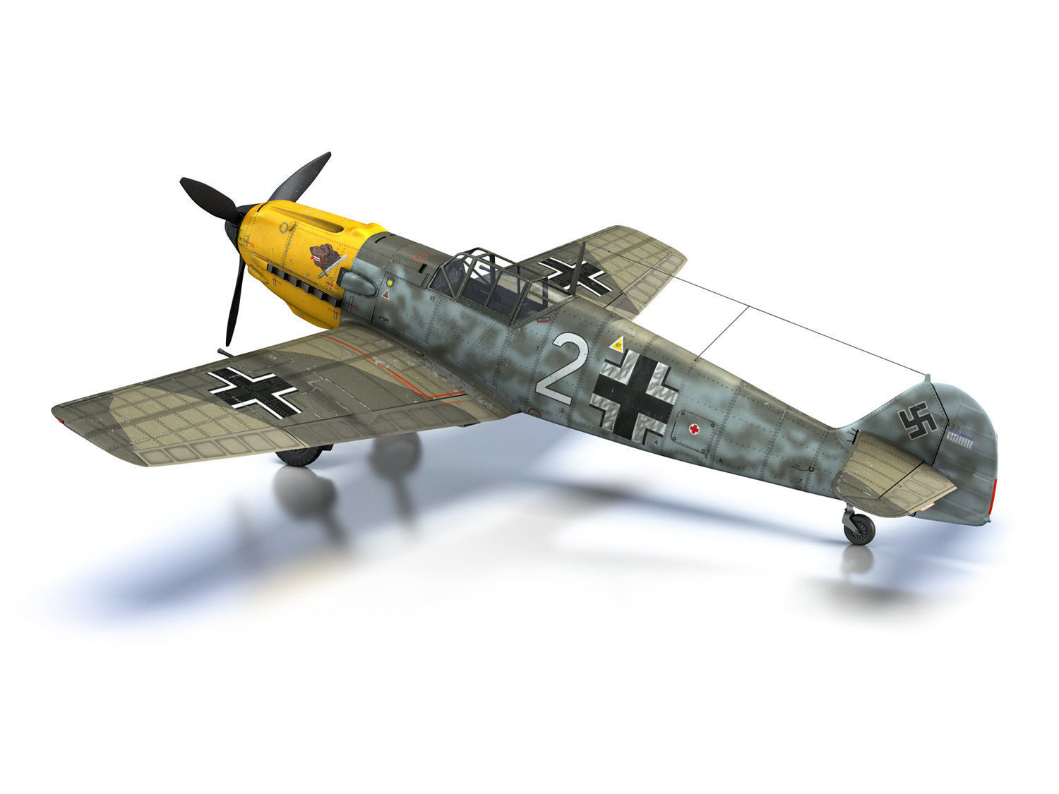 Messerschmitt - BF-109 E - White 2 - JG 5 3D model_12
