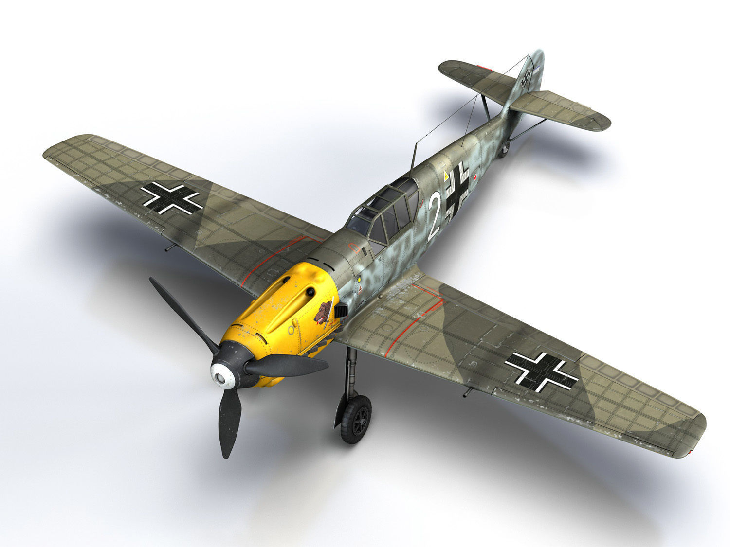 Messerschmitt - BF-109 E - White 2 - JG 5 3D model_11