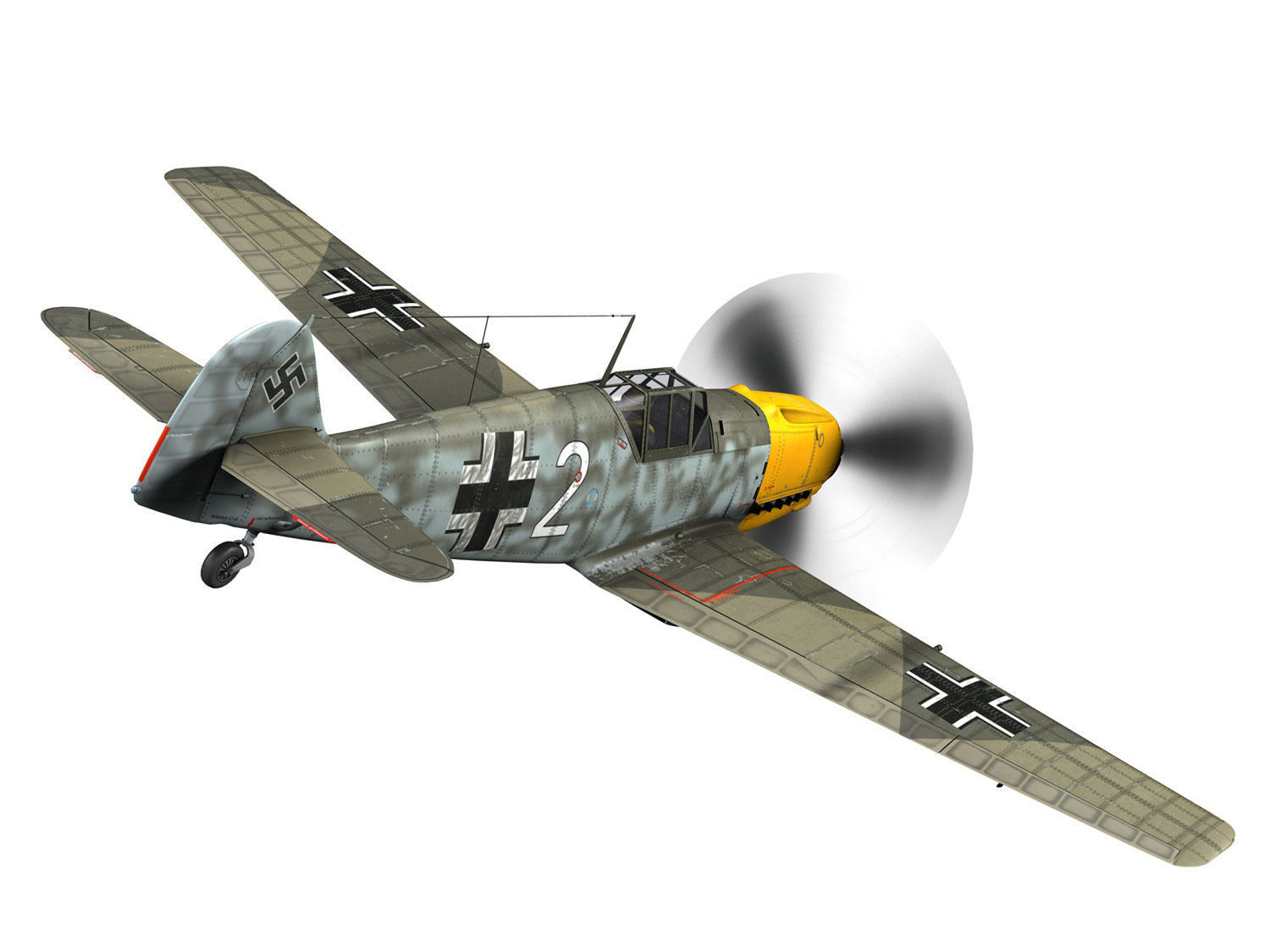 Messerschmitt - BF-109 E - White 2 - JG 5 3D model_6