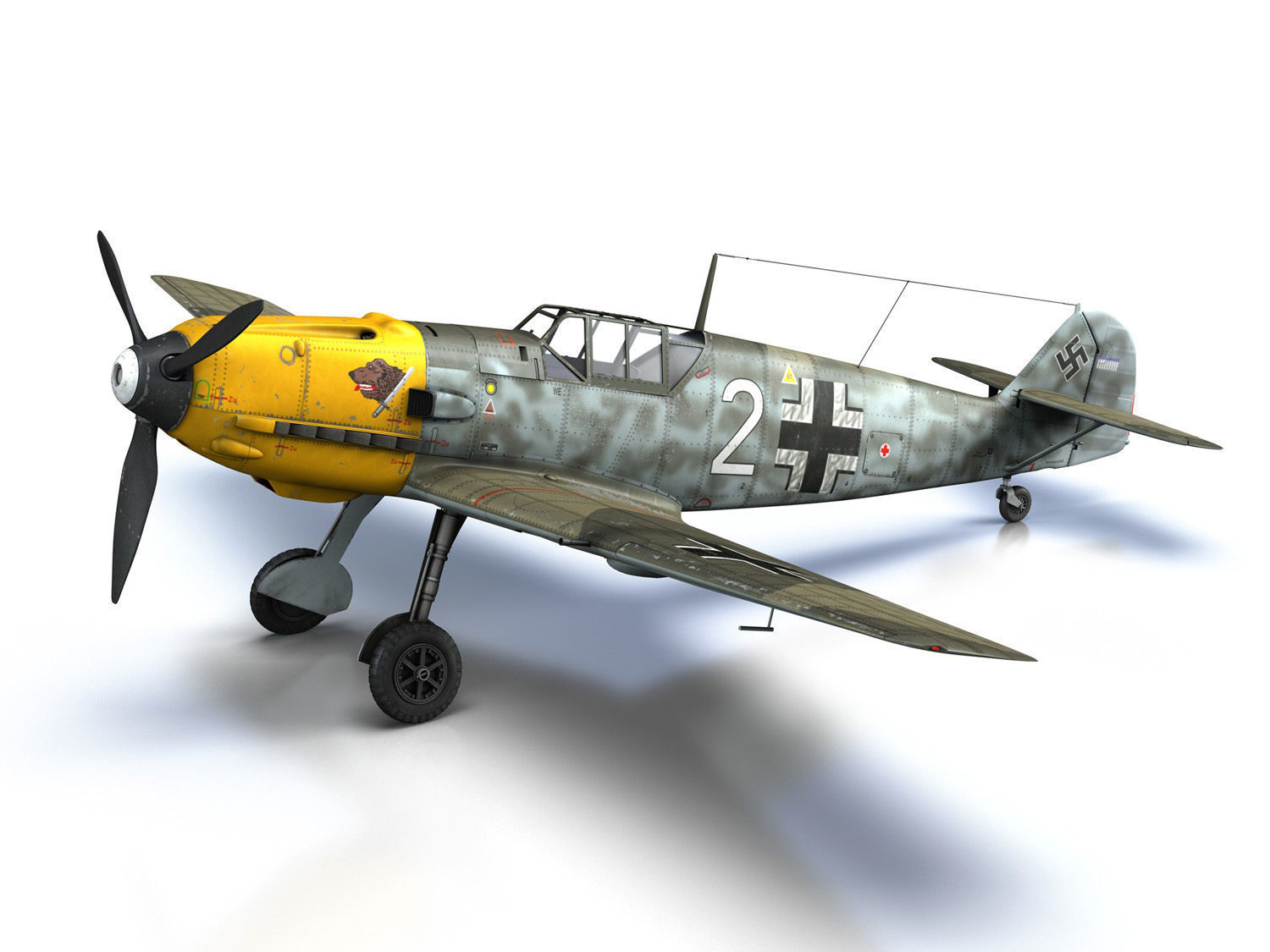 Messerschmitt - BF-109 E - White 2 - JG 5 3D model_10