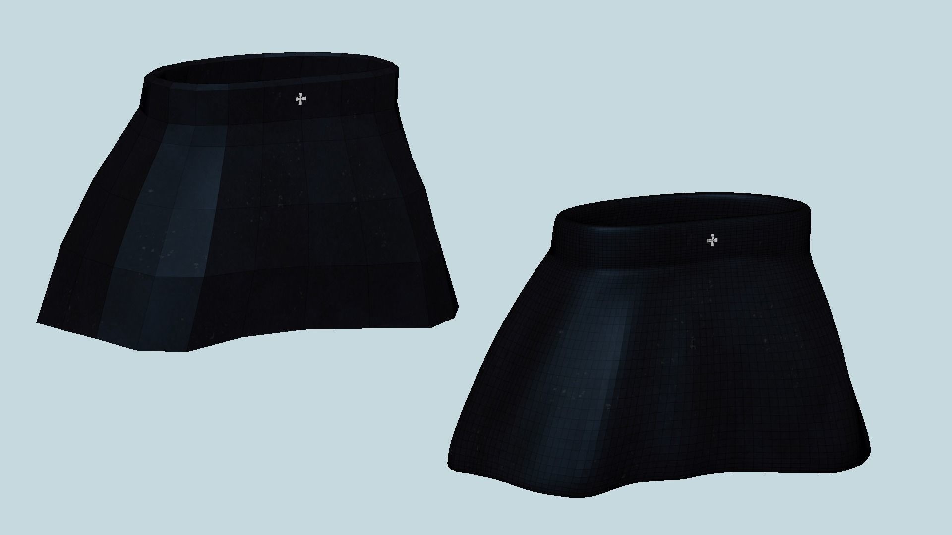 Black Gothic Skirt - Female Character Fashion Design Low-poly 3D model_6