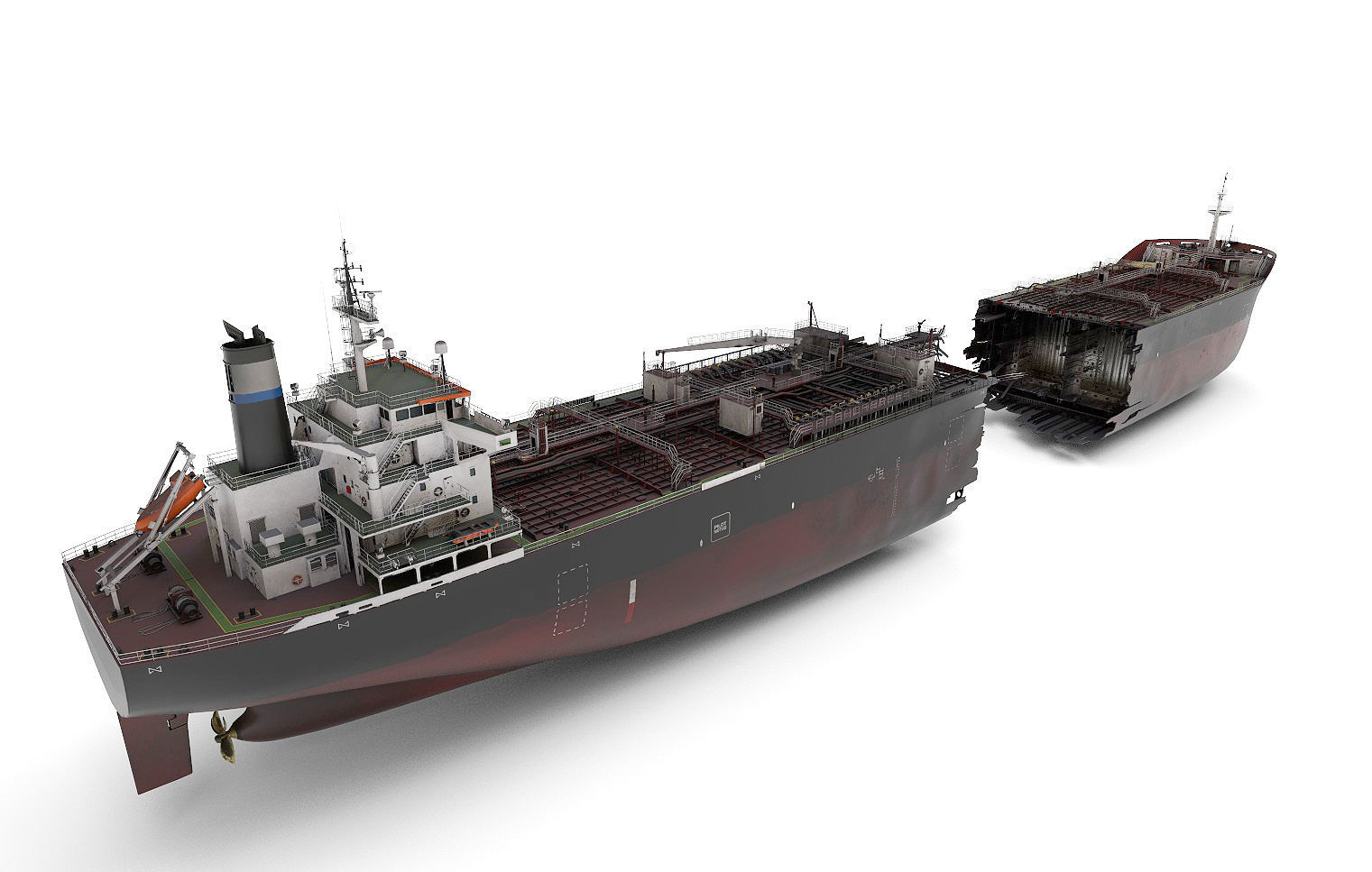 Shipwreck  broken tanker 3D model_1