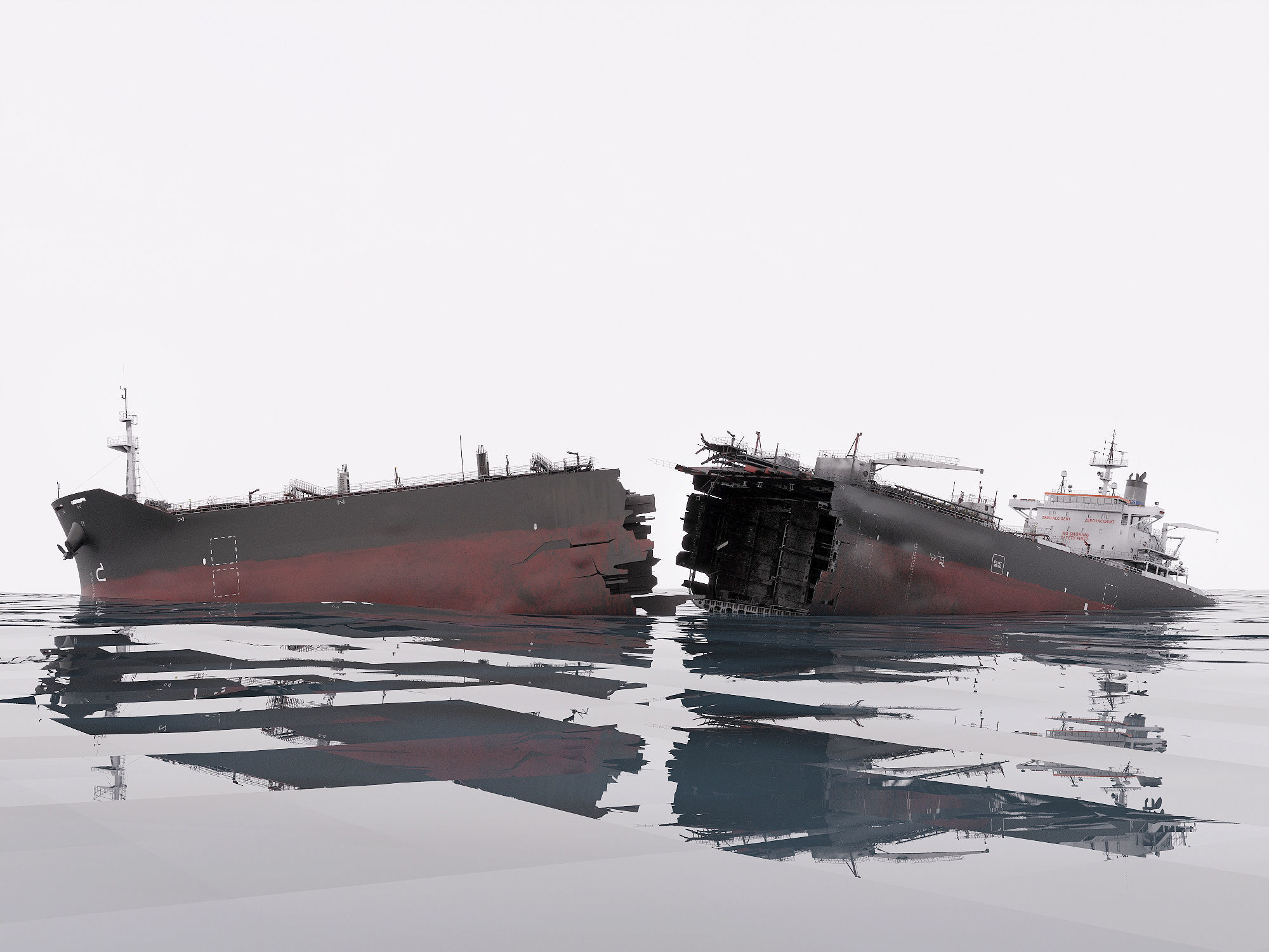 Shipwreck  broken tanker 3D model_9