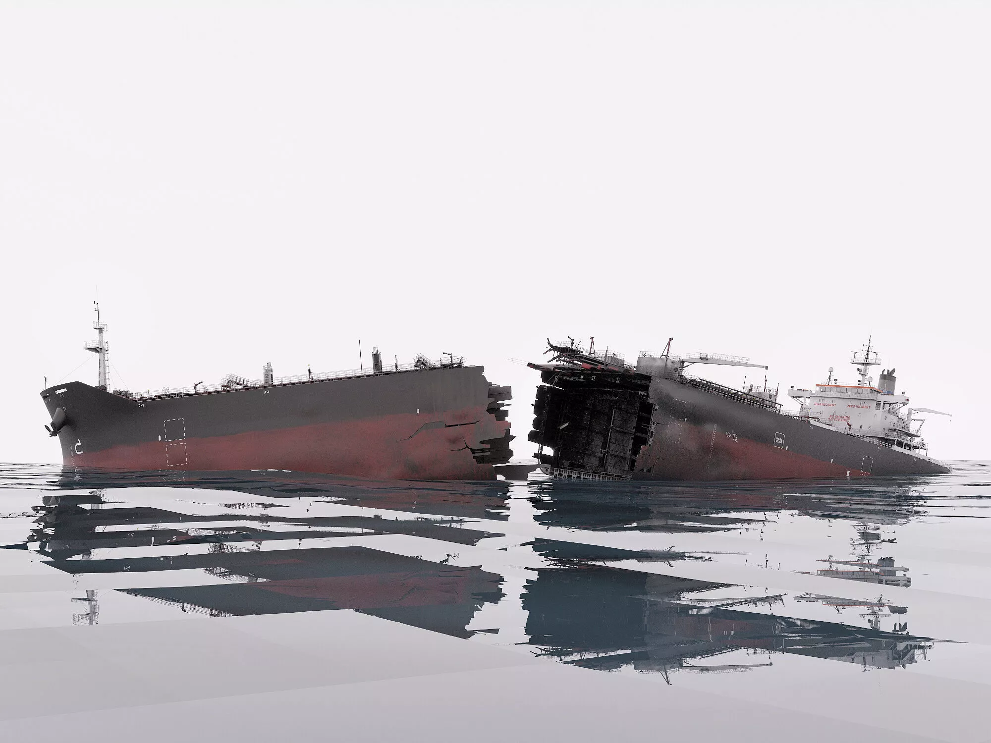 Shipwreck broken tanker 3D model
