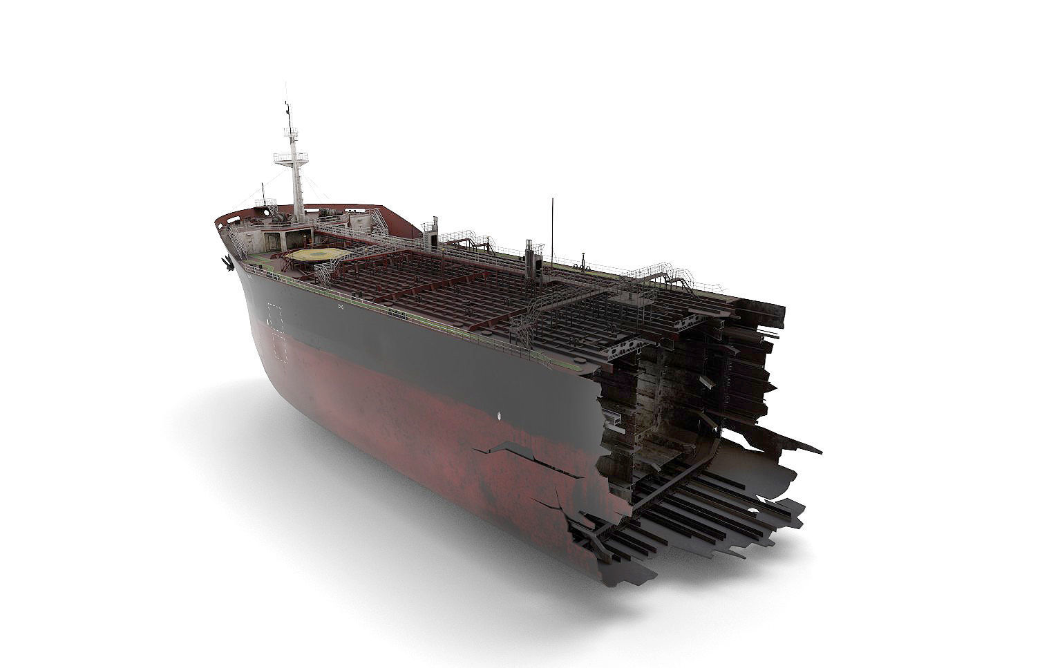 Shipwreck  broken tanker 3D model_7