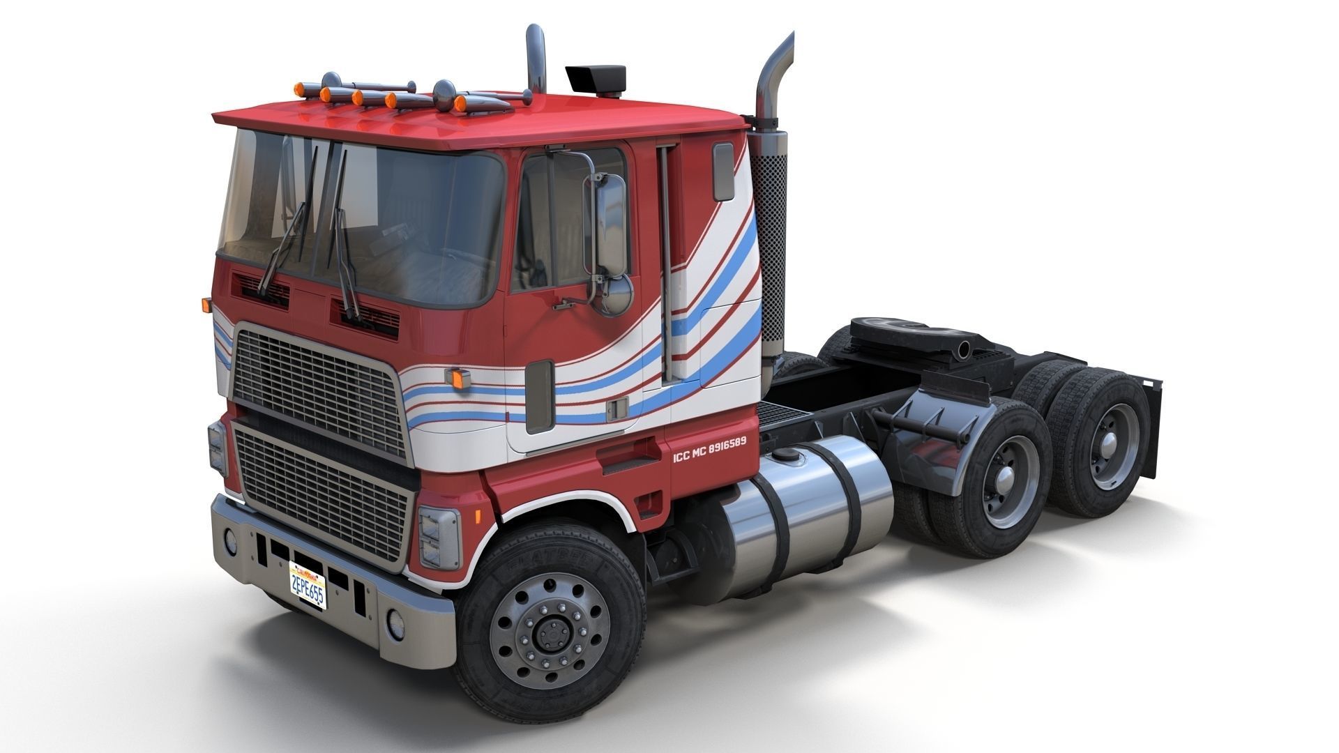American generic cabover semitruck Low-poly 3D model_2