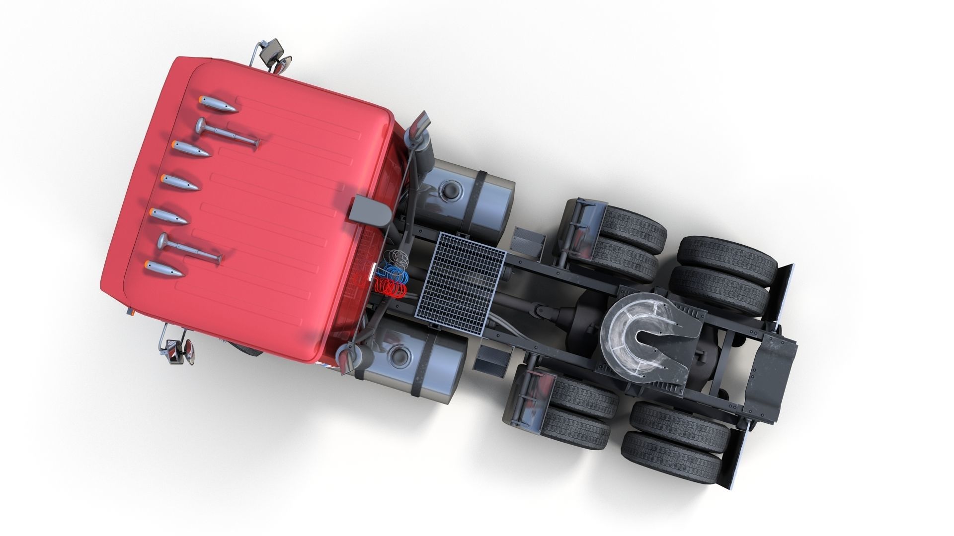 American generic cabover semitruck Low-poly 3D model_13