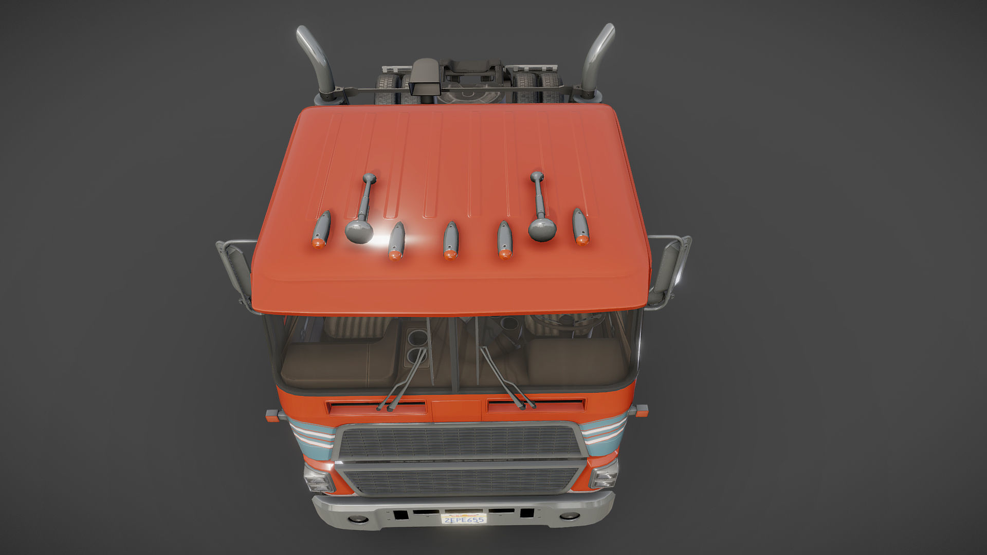 American generic cabover semitruck Low-poly 3D model_32