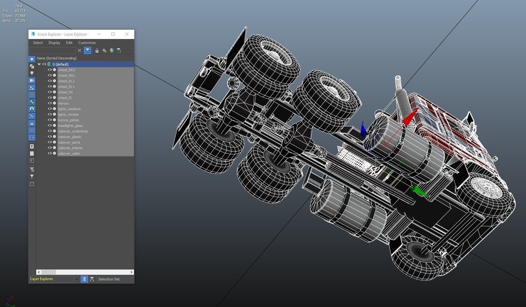 American generic cabover semitruck Low-poly 3D model_39