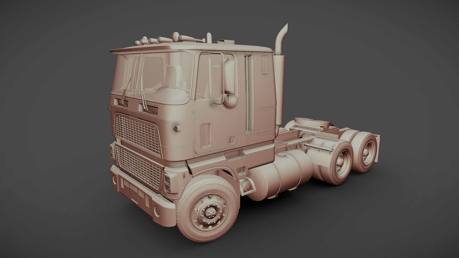 American generic cabover semitruck Low-poly 3D model_33