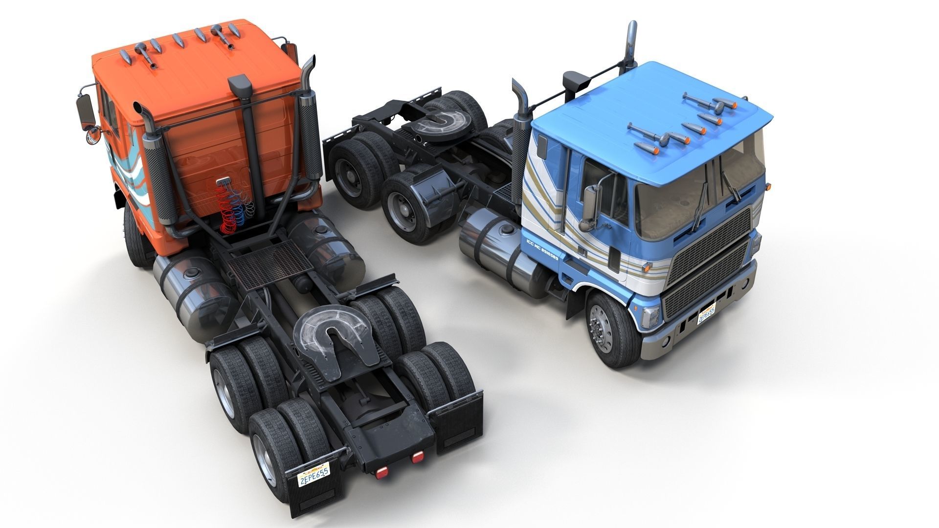 American generic cabover semitruck Low-poly 3D model_5