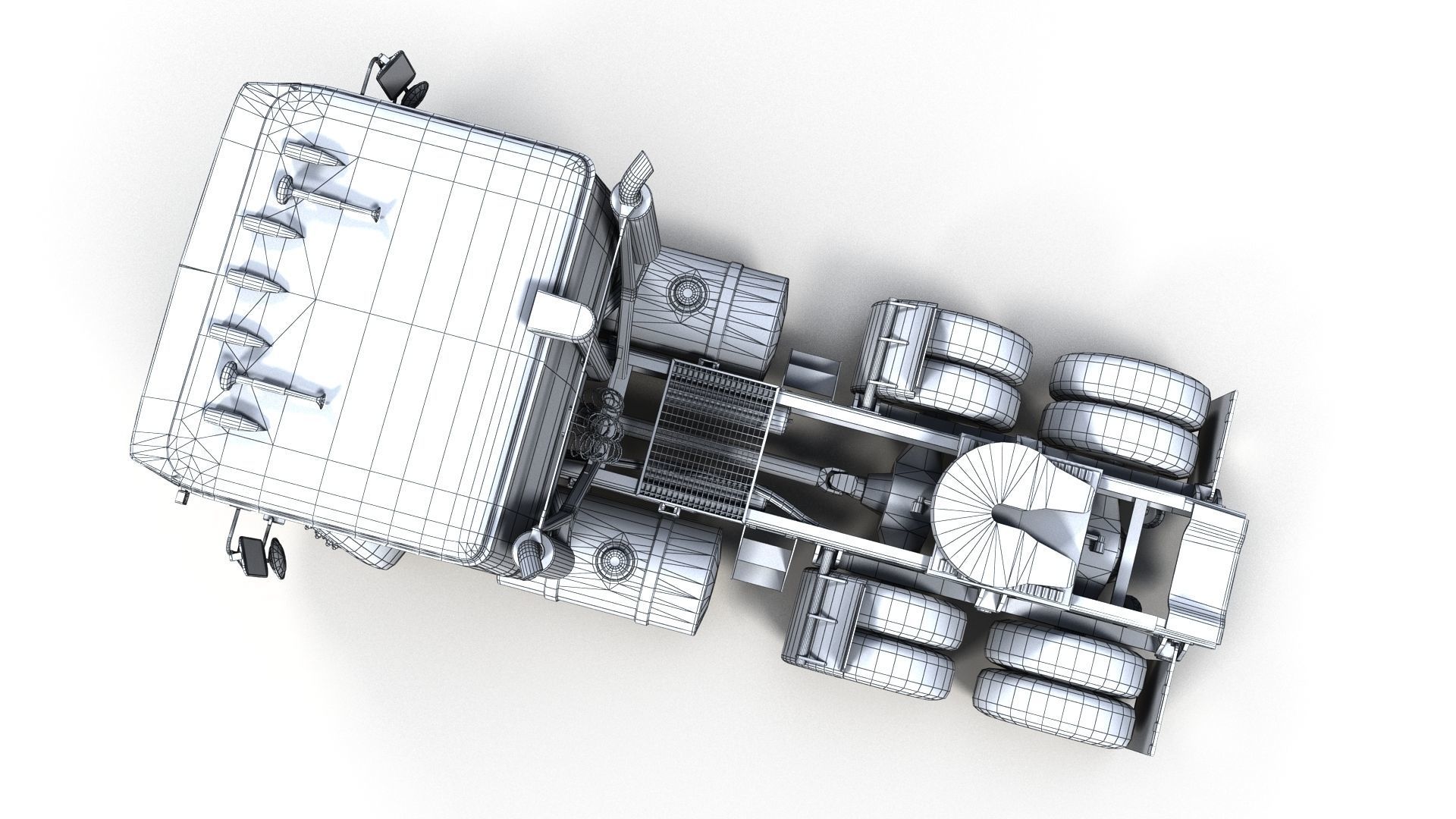 American generic cabover semitruck Low-poly 3D model_23