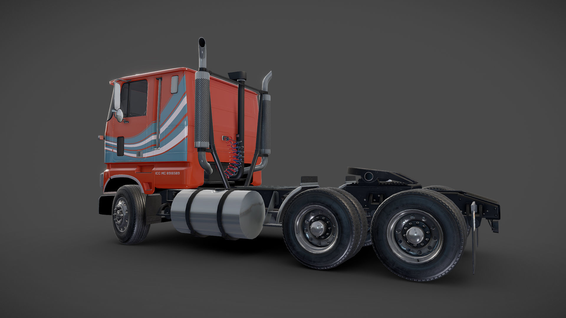 American generic cabover semitruck Low-poly 3D model_31