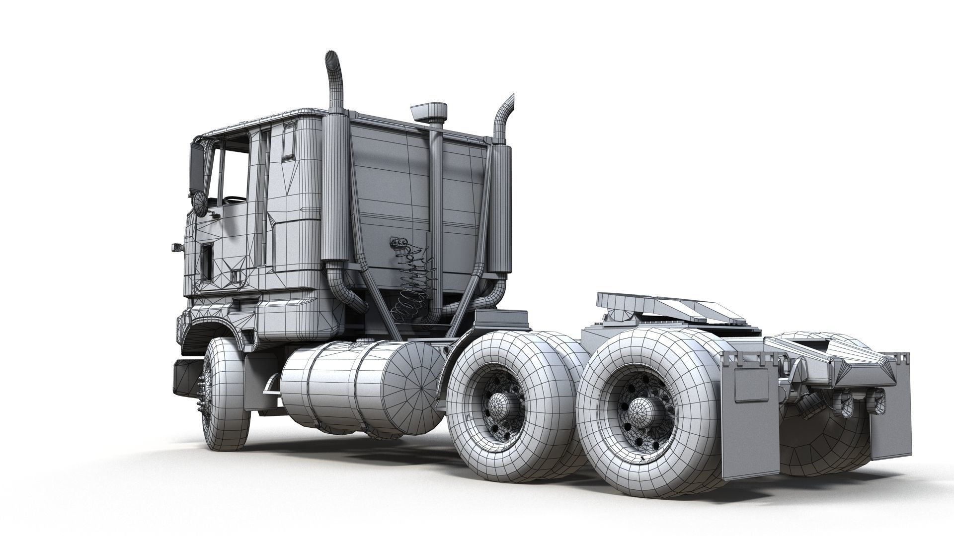 American generic cabover semitruck Low-poly 3D model_24