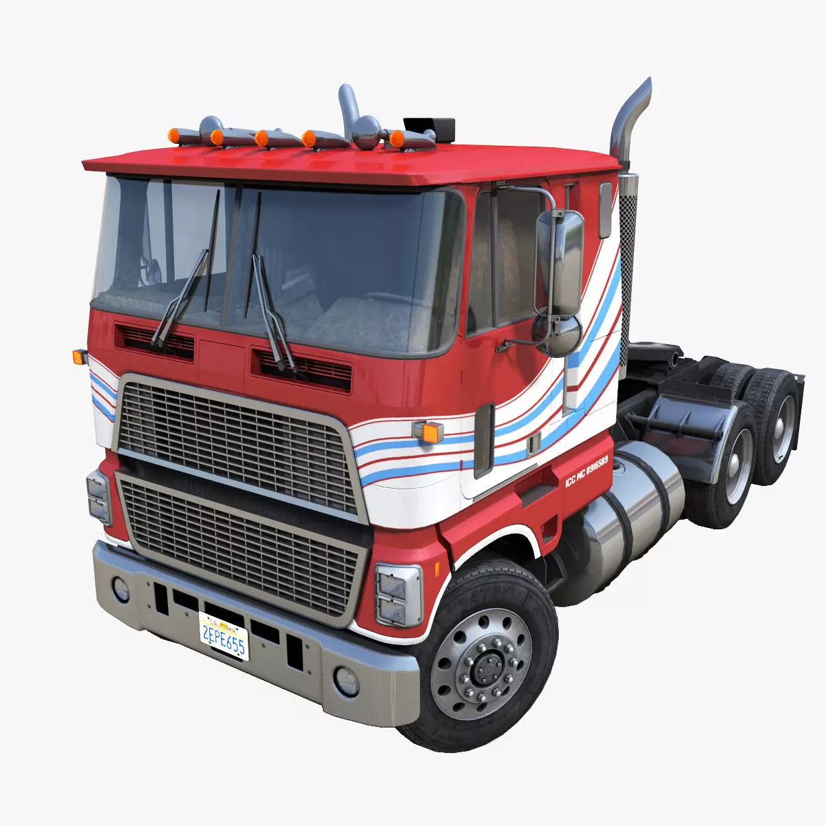 American generic cabover semitruck Low-poly 3D model_0