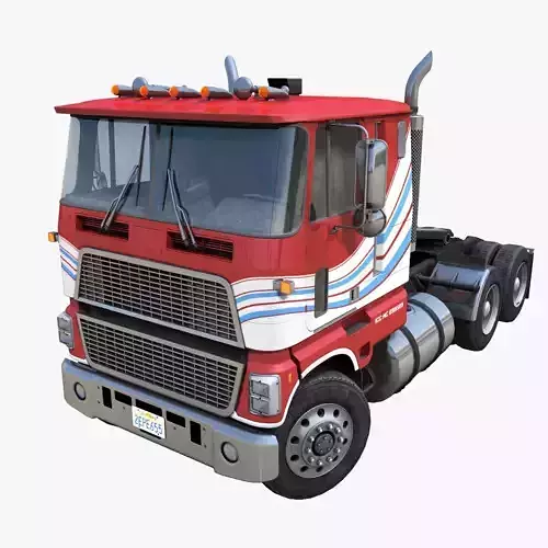 American generic cabover semitruck Low-poly 3D model