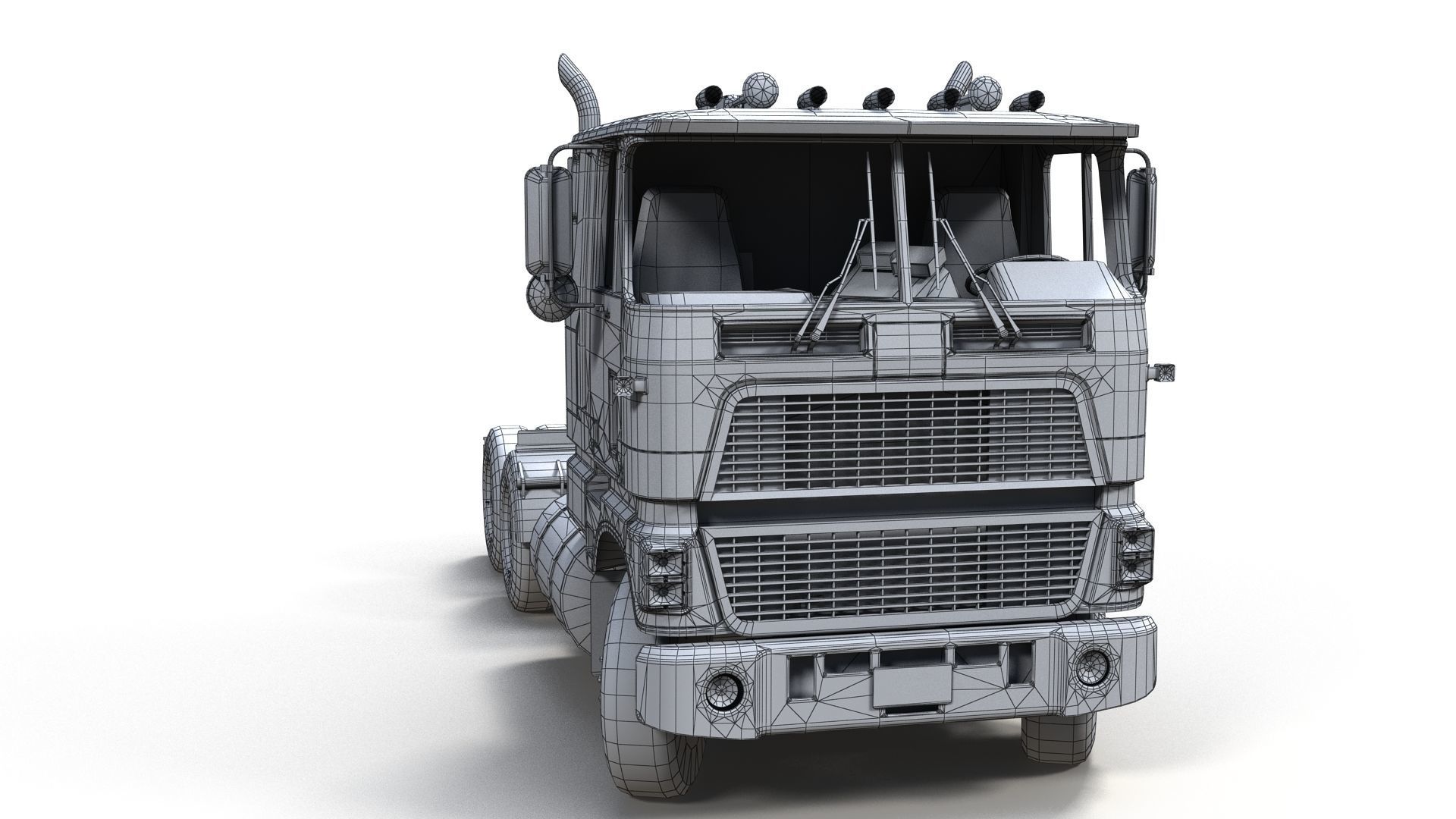 American generic cabover semitruck Low-poly 3D model_19