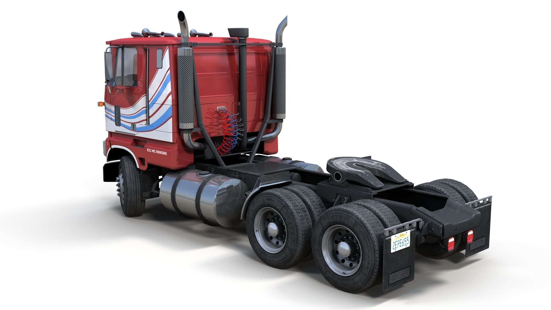 American generic cabover semitruck Low-poly 3D model_7