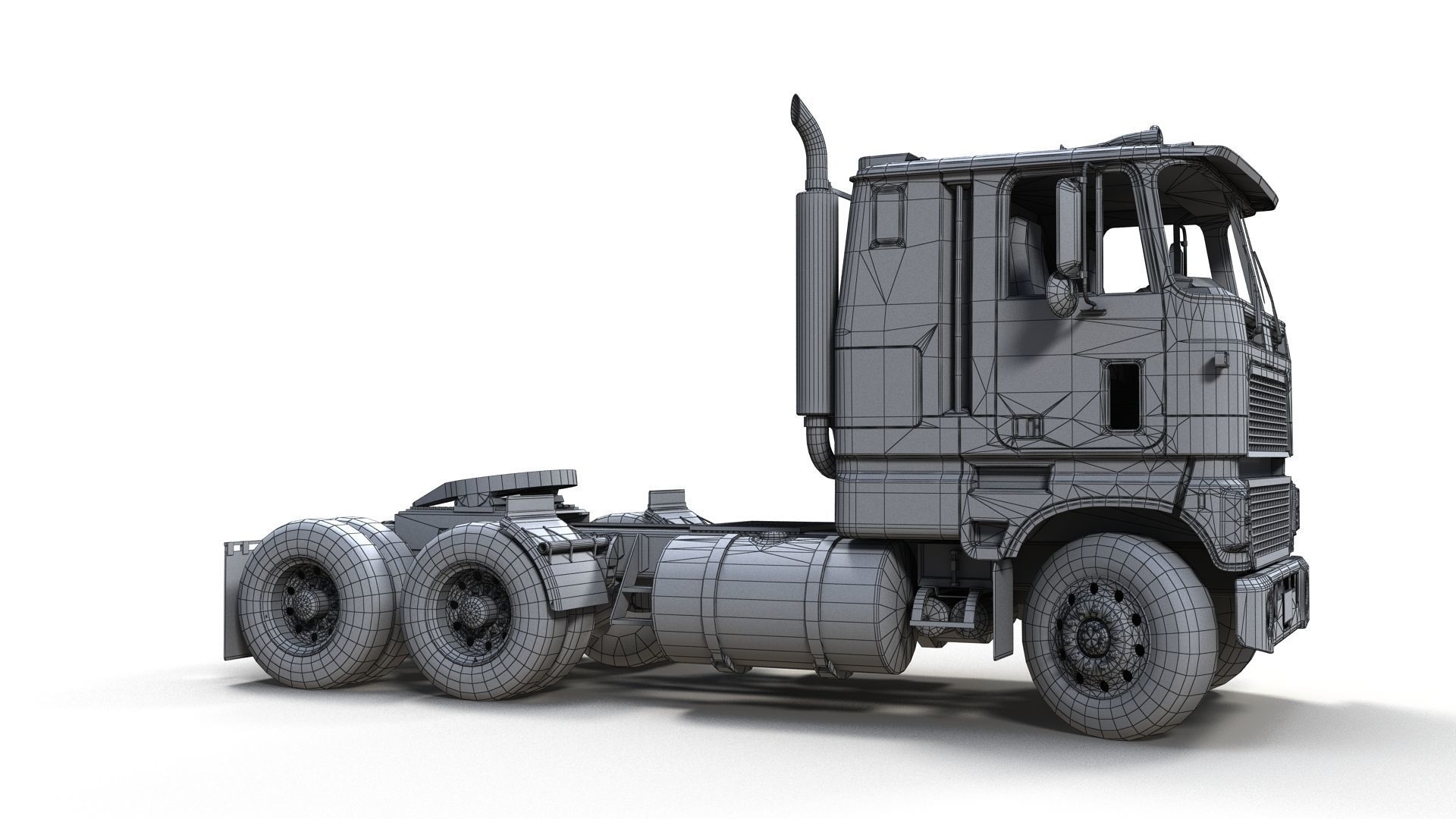 American generic cabover semitruck Low-poly 3D model_22