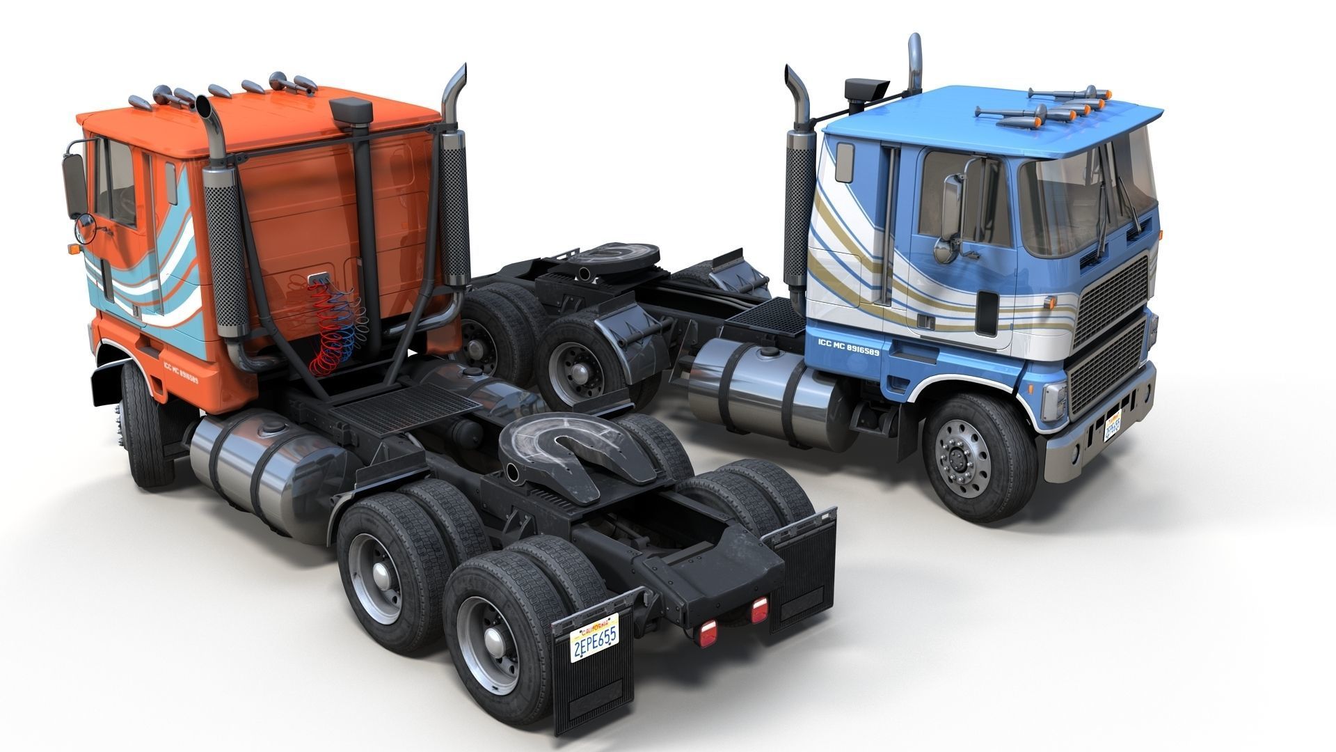 American generic cabover semitruck Low-poly 3D model_6