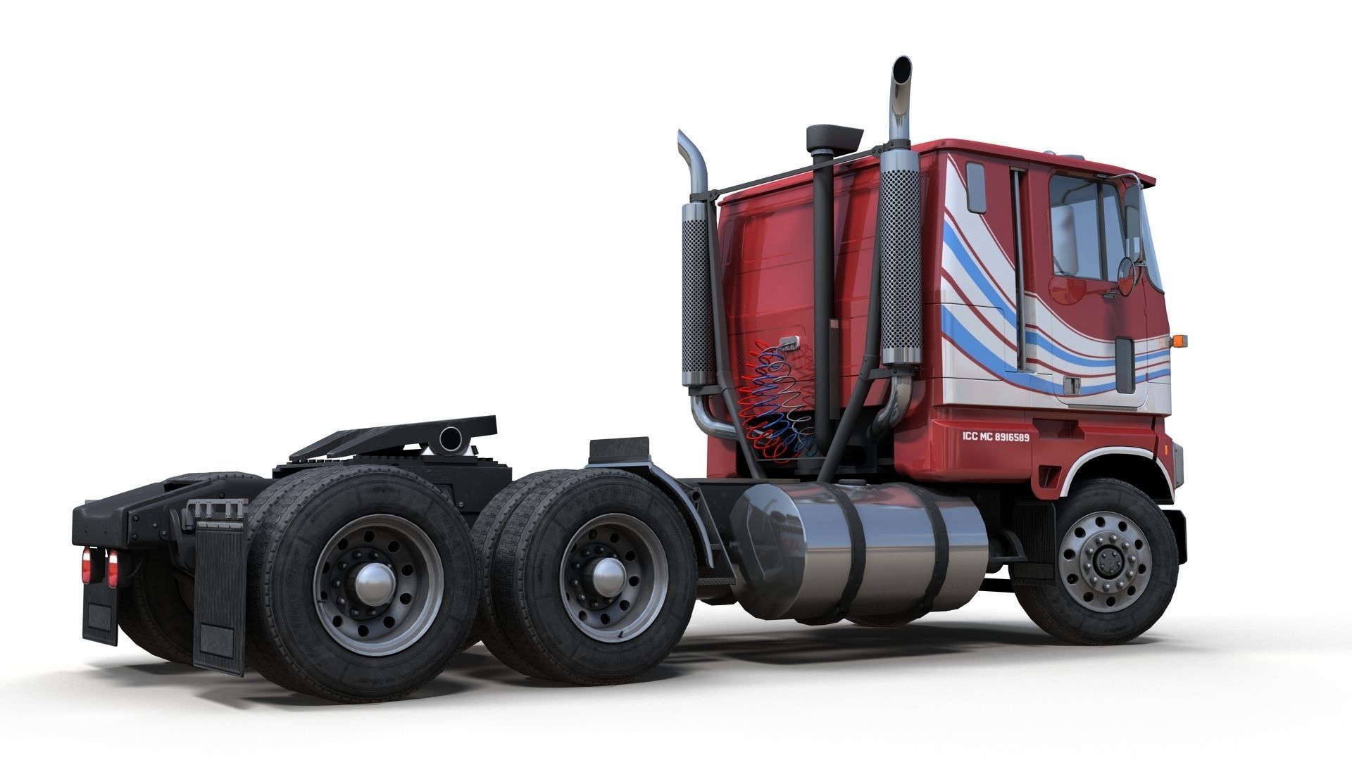 American generic cabover semitruck Low-poly 3D model_14