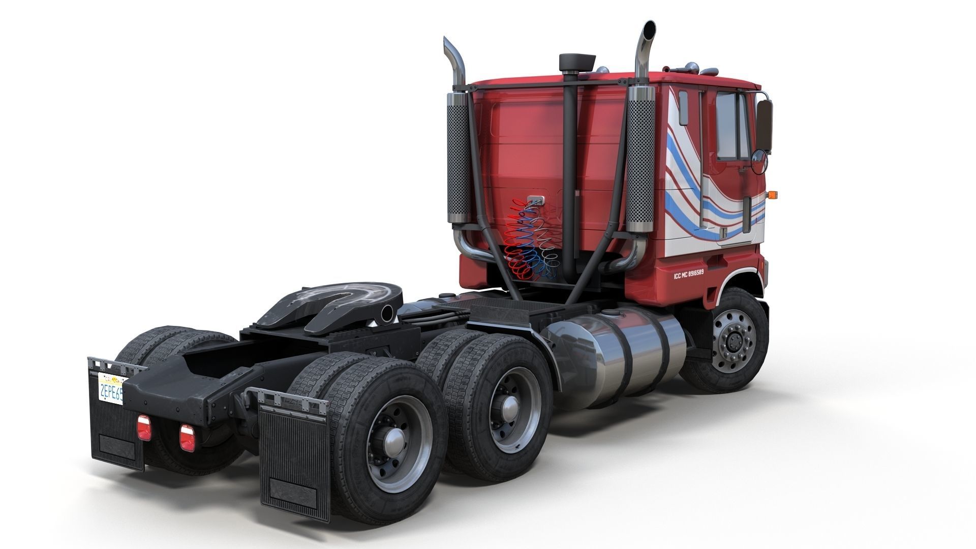 American generic cabover semitruck Low-poly 3D model_10