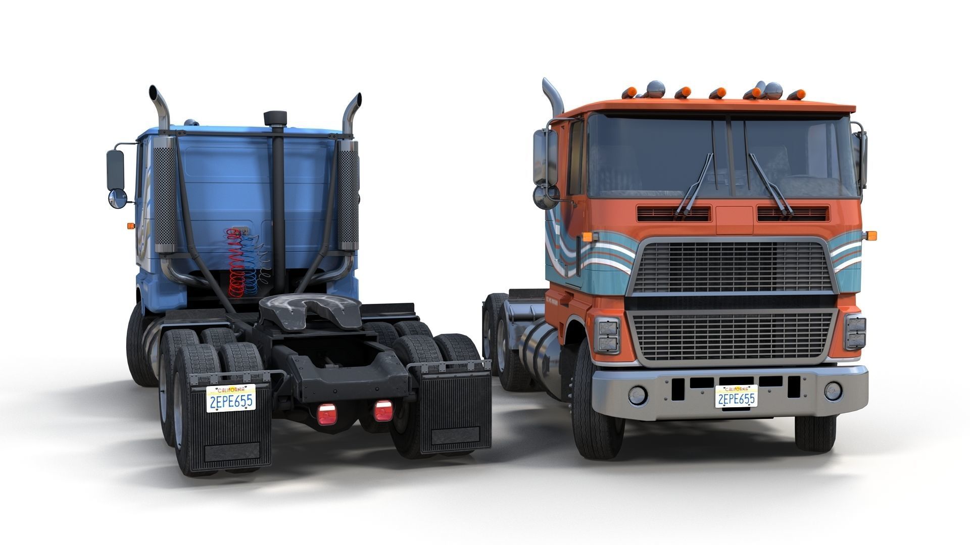 American generic cabover semitruck Low-poly 3D model_4