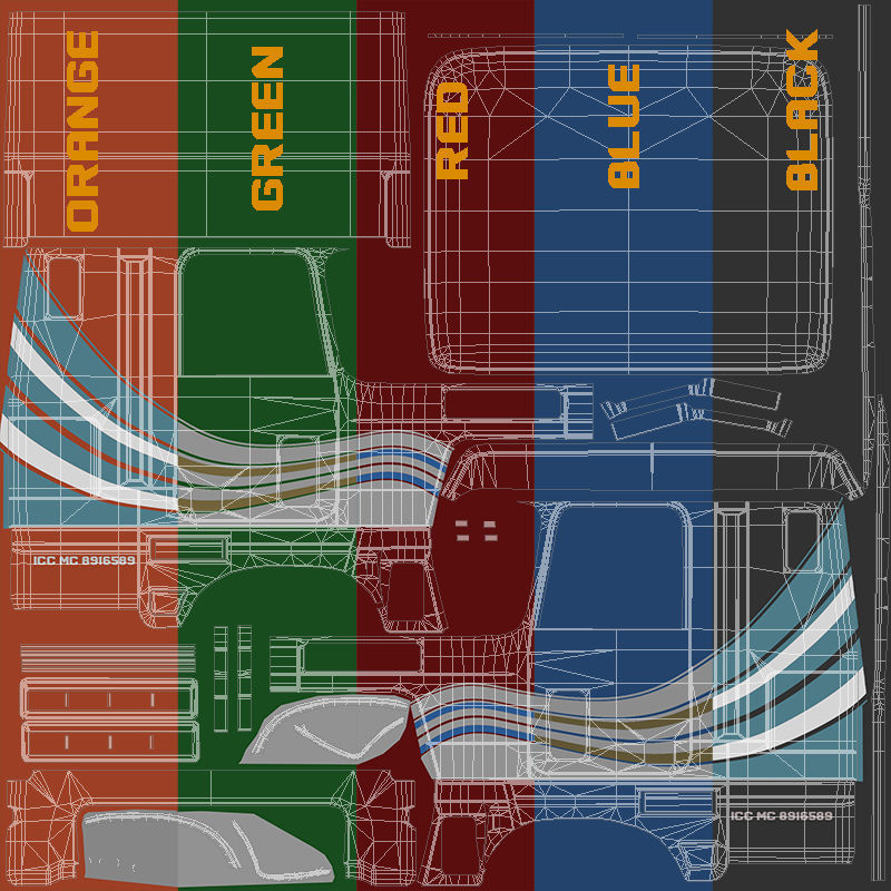 American generic cabover semitruck Low-poly 3D model_46