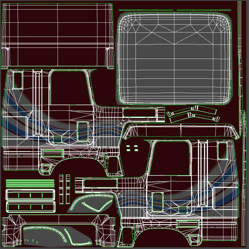 American generic cabover semitruck Low-poly 3D model_44