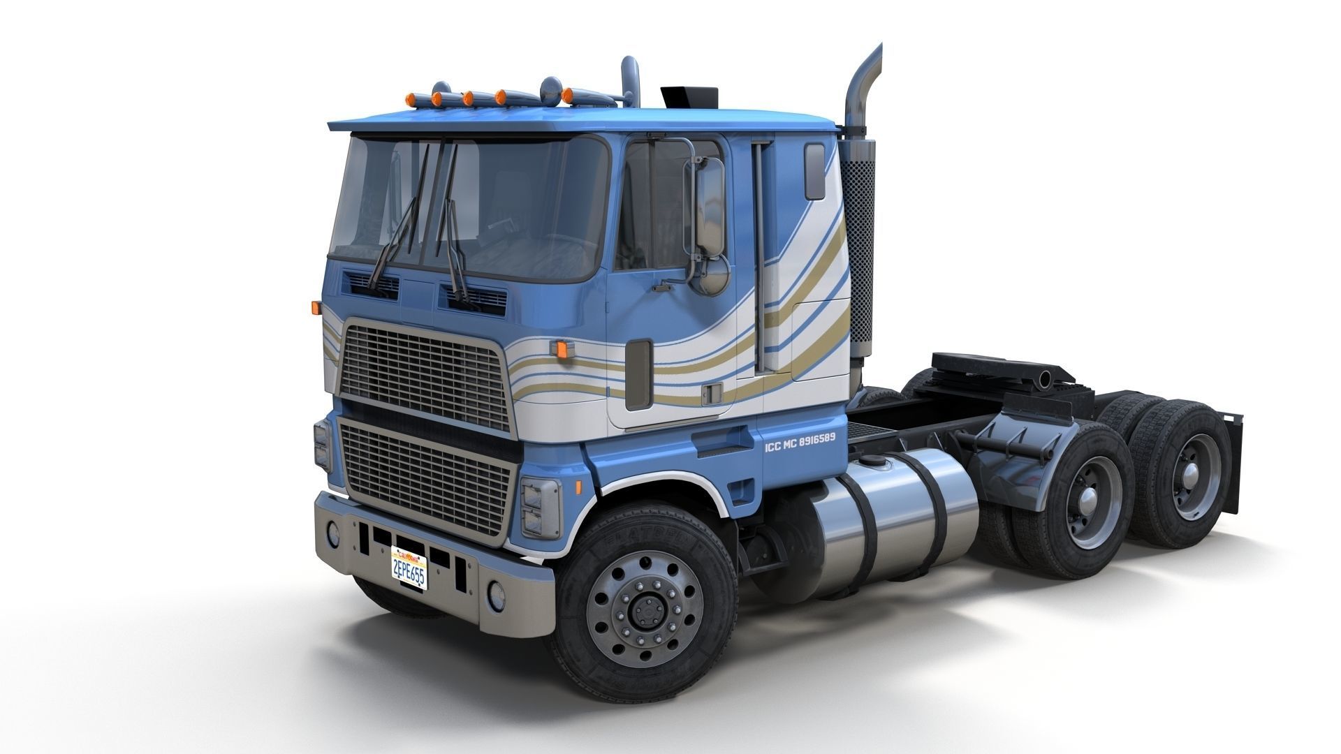 American generic cabover semitruck Low-poly 3D model_15