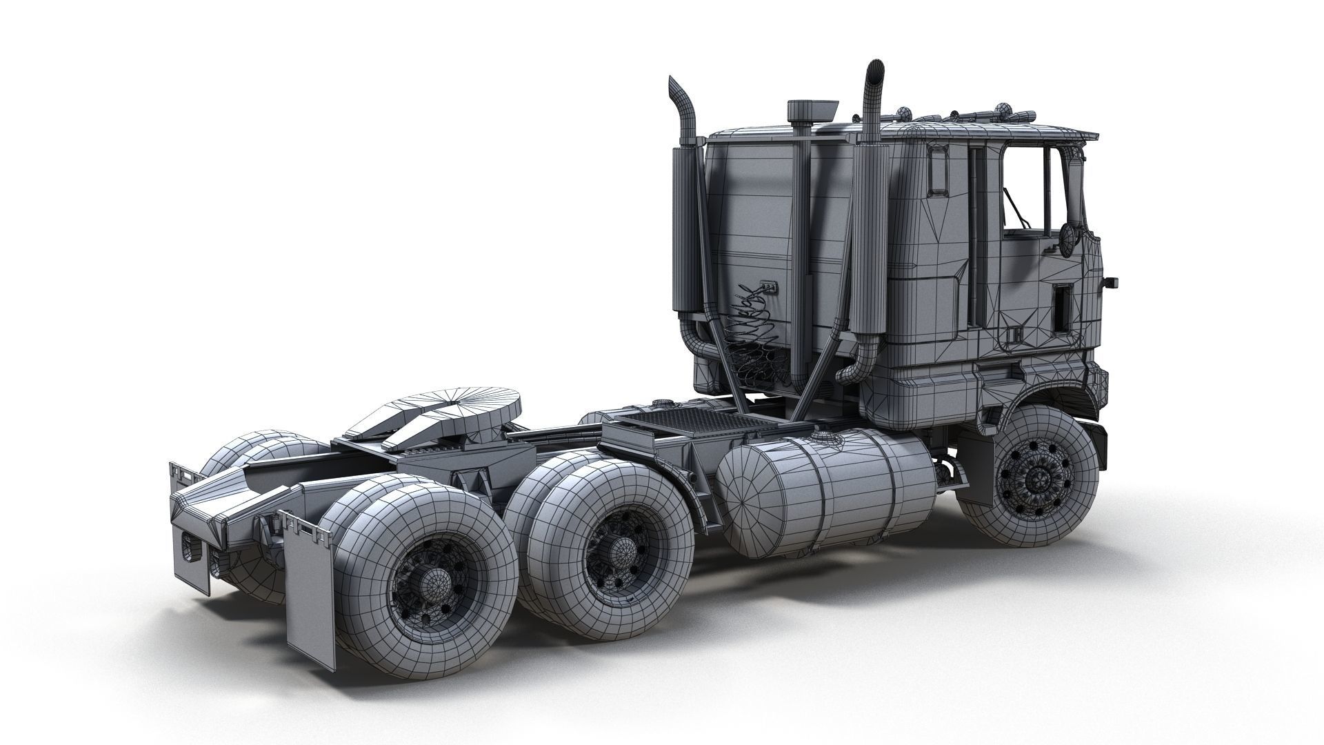 American generic cabover semitruck Low-poly 3D model_17