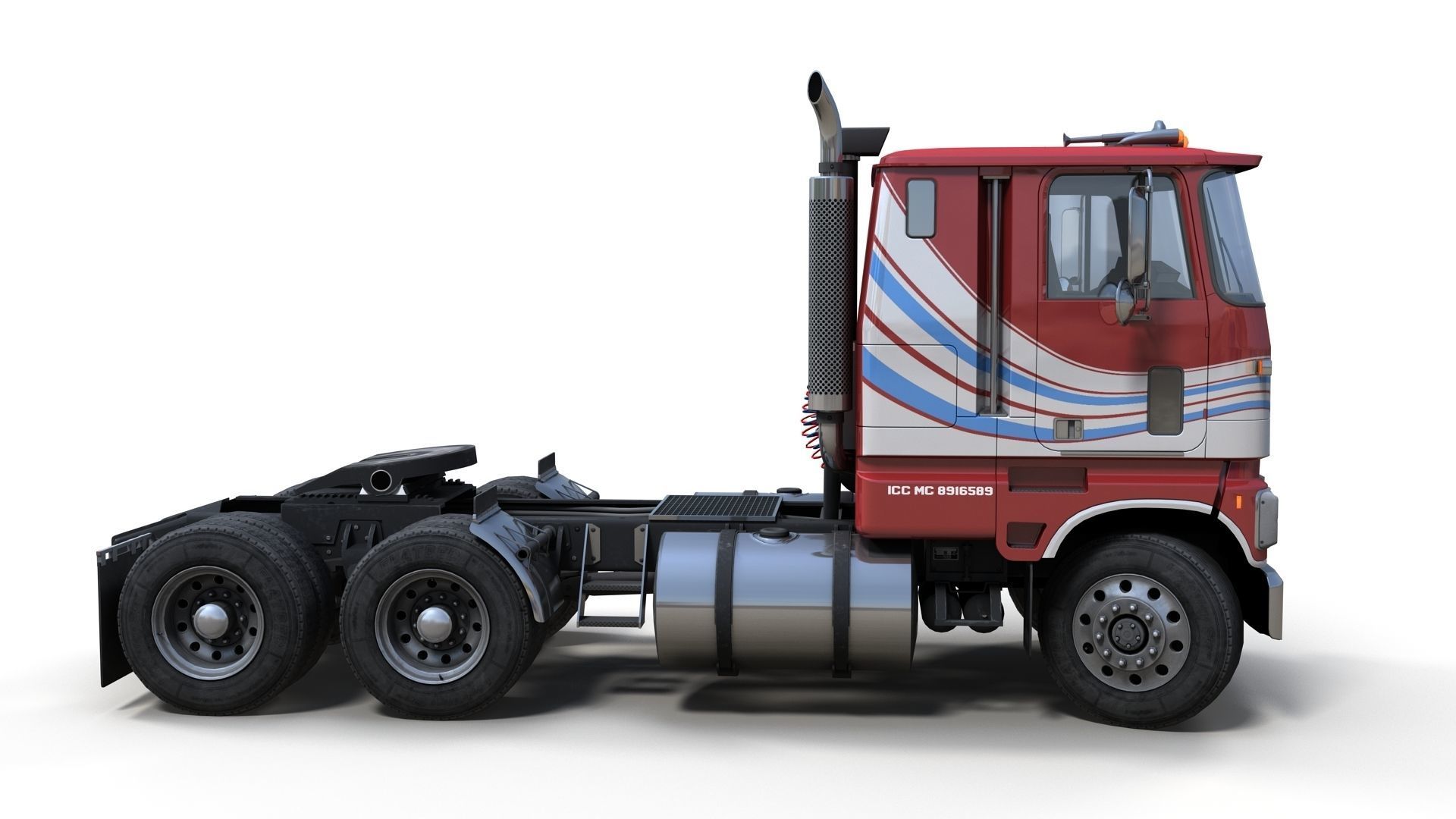 American generic cabover semitruck Low-poly 3D model_11