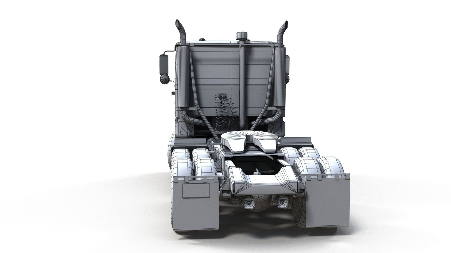 American generic cabover semitruck Low-poly 3D model_21