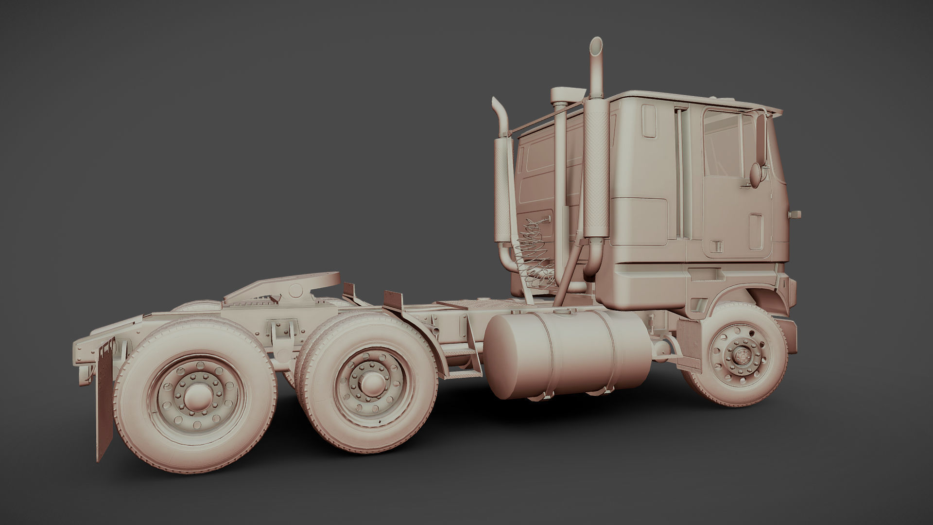 American generic cabover semitruck Low-poly 3D model_34