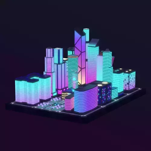 Neon City low-poly Low-poly 3D model
