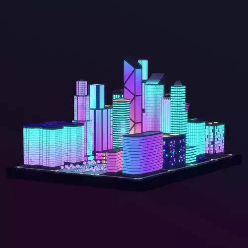 Neon City low-poly Low-poly 3D model 2