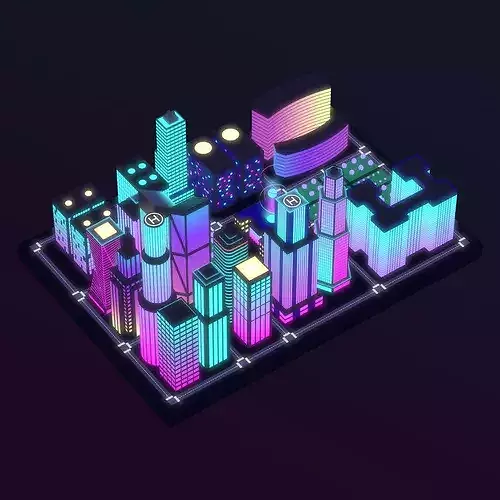 Neon City low-poly Low-poly 3D model 6