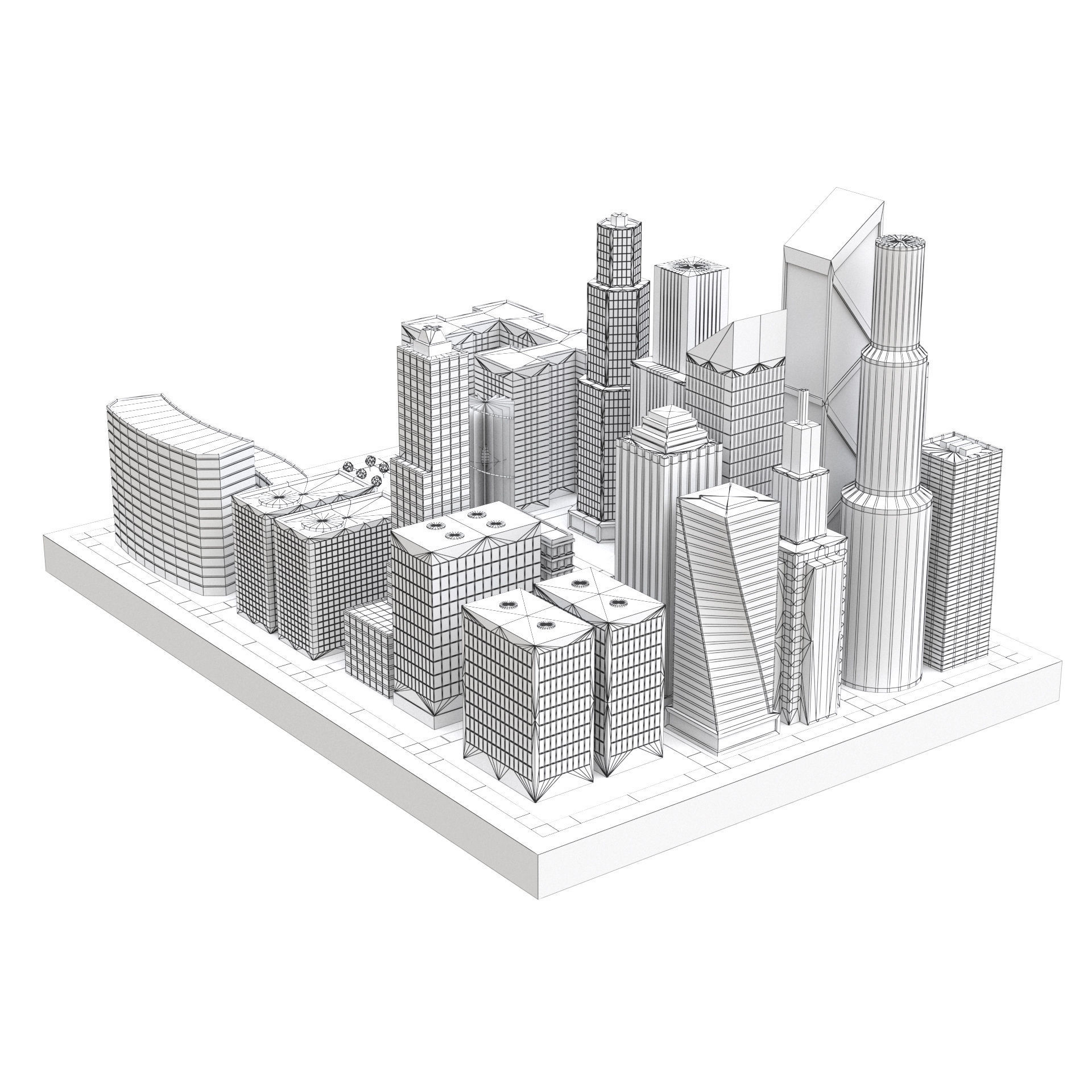 Neon City low-poly Low-poly 3D model_7