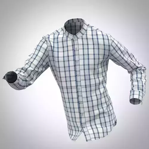 STYLISH INDIGO CHECKED SHIRT WITH STAND COLLAR