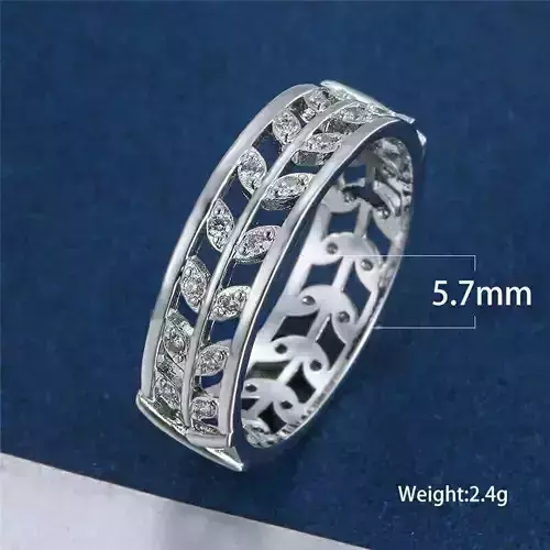 FLOWER DIAMOND WEDDING BAND RING SOLID