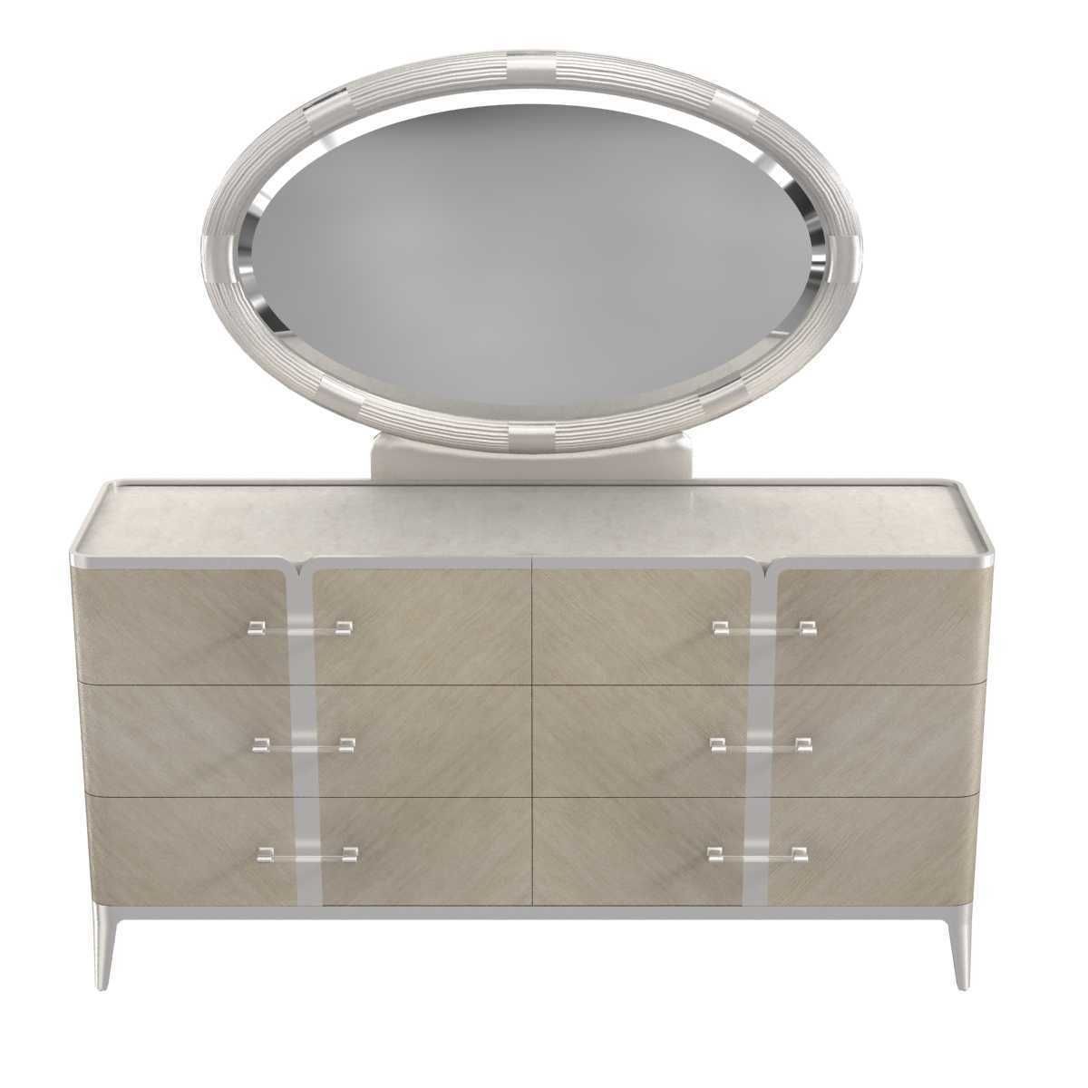 Michael Amini LANTERNA Storage Console Dresser  Mirror 3D model_1