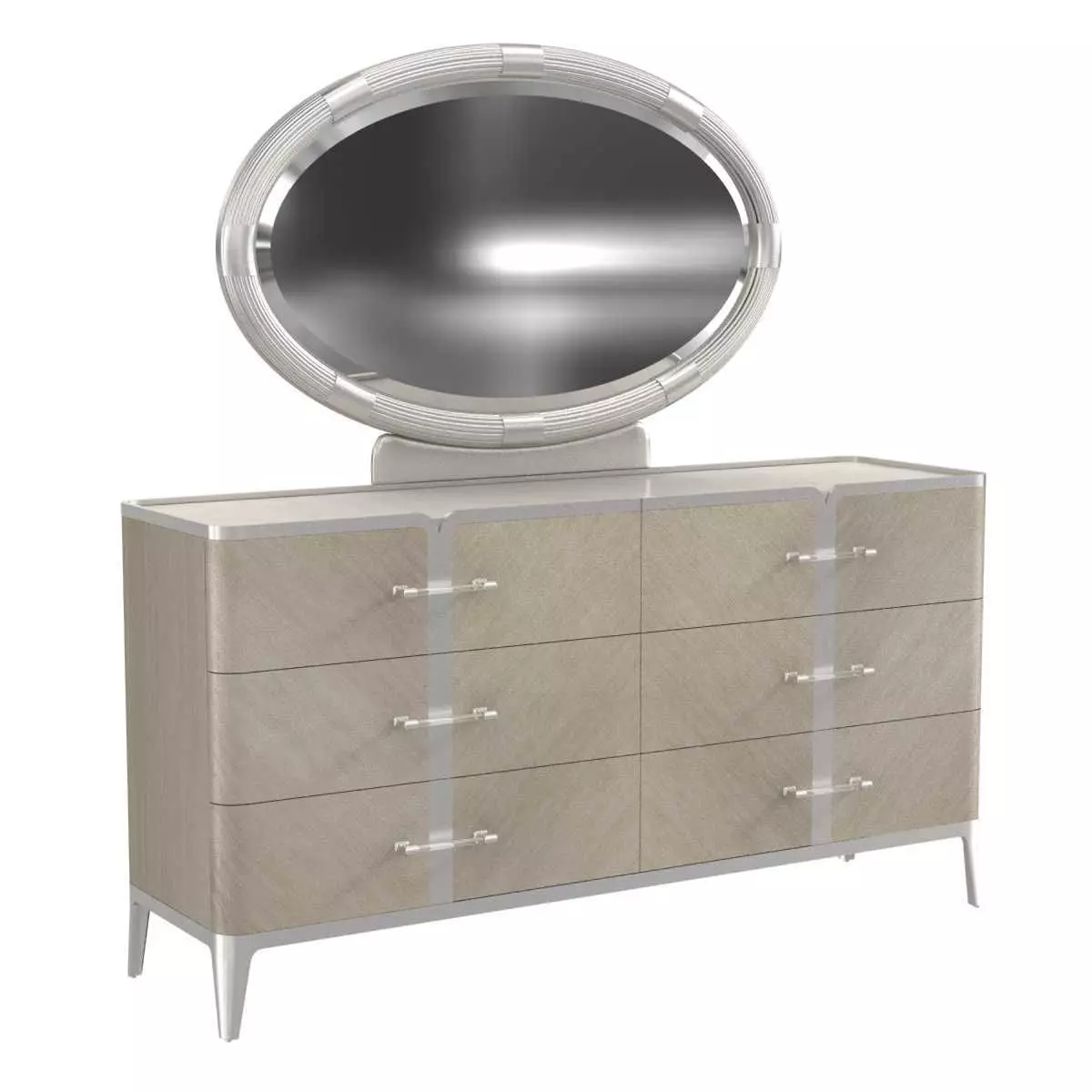 Michael Amini LANTERNA Storage Console Dresser  Mirror 3D model_0