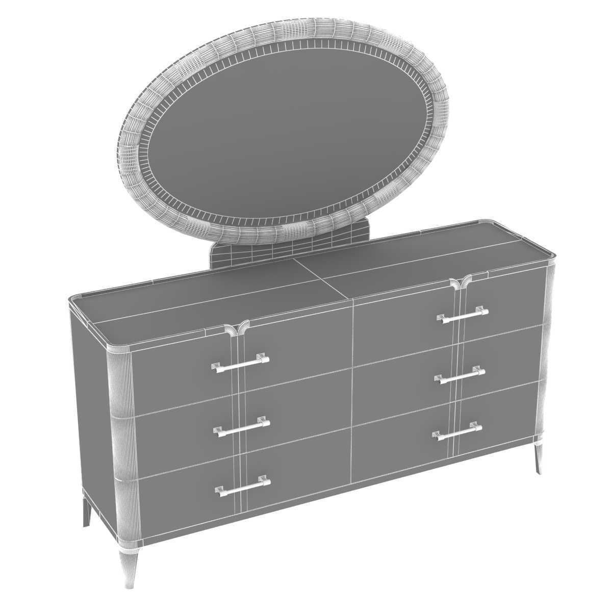 Michael Amini LANTERNA Storage Console Dresser  Mirror 3D model_5