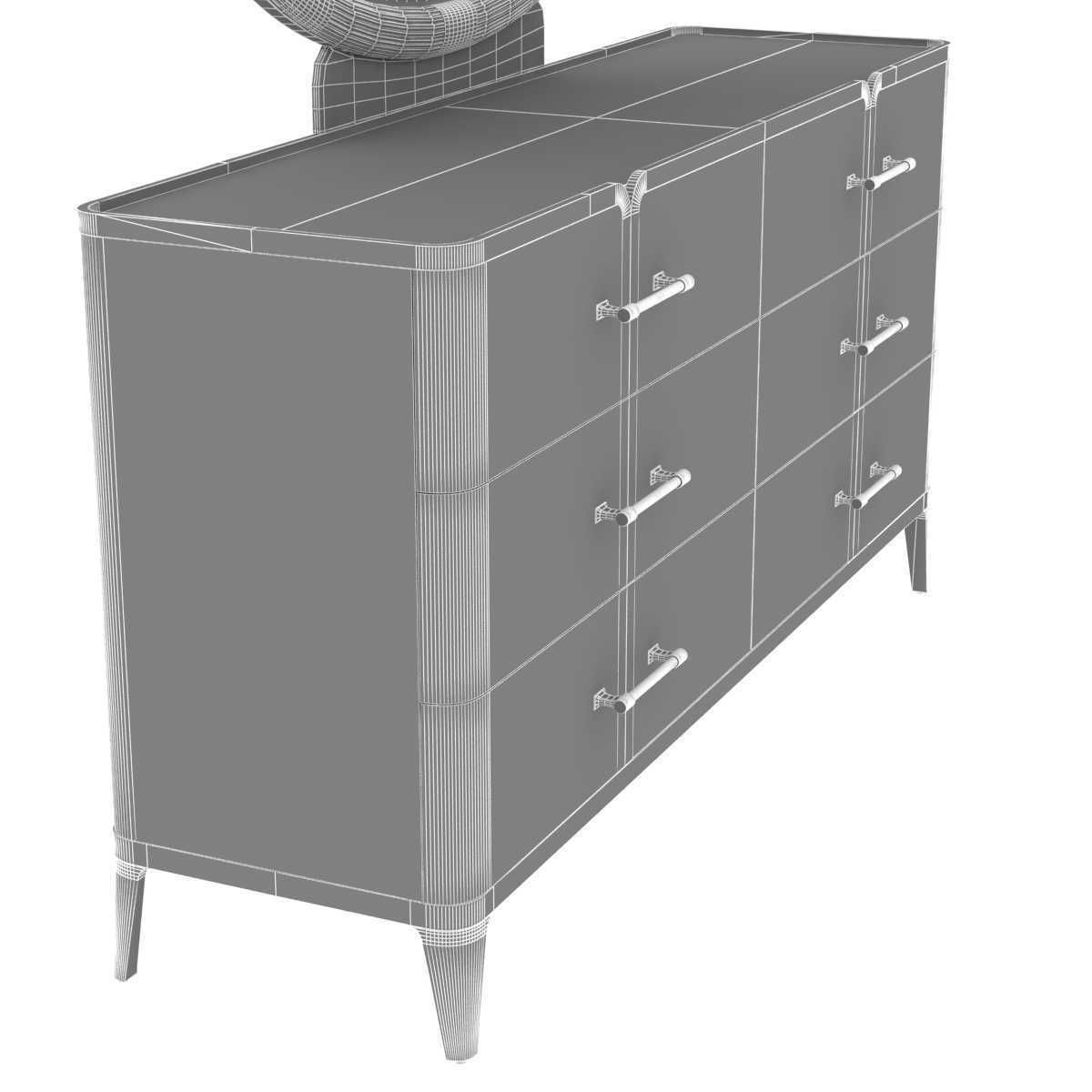 Michael Amini LANTERNA Storage Console Dresser  Mirror 3D model_6